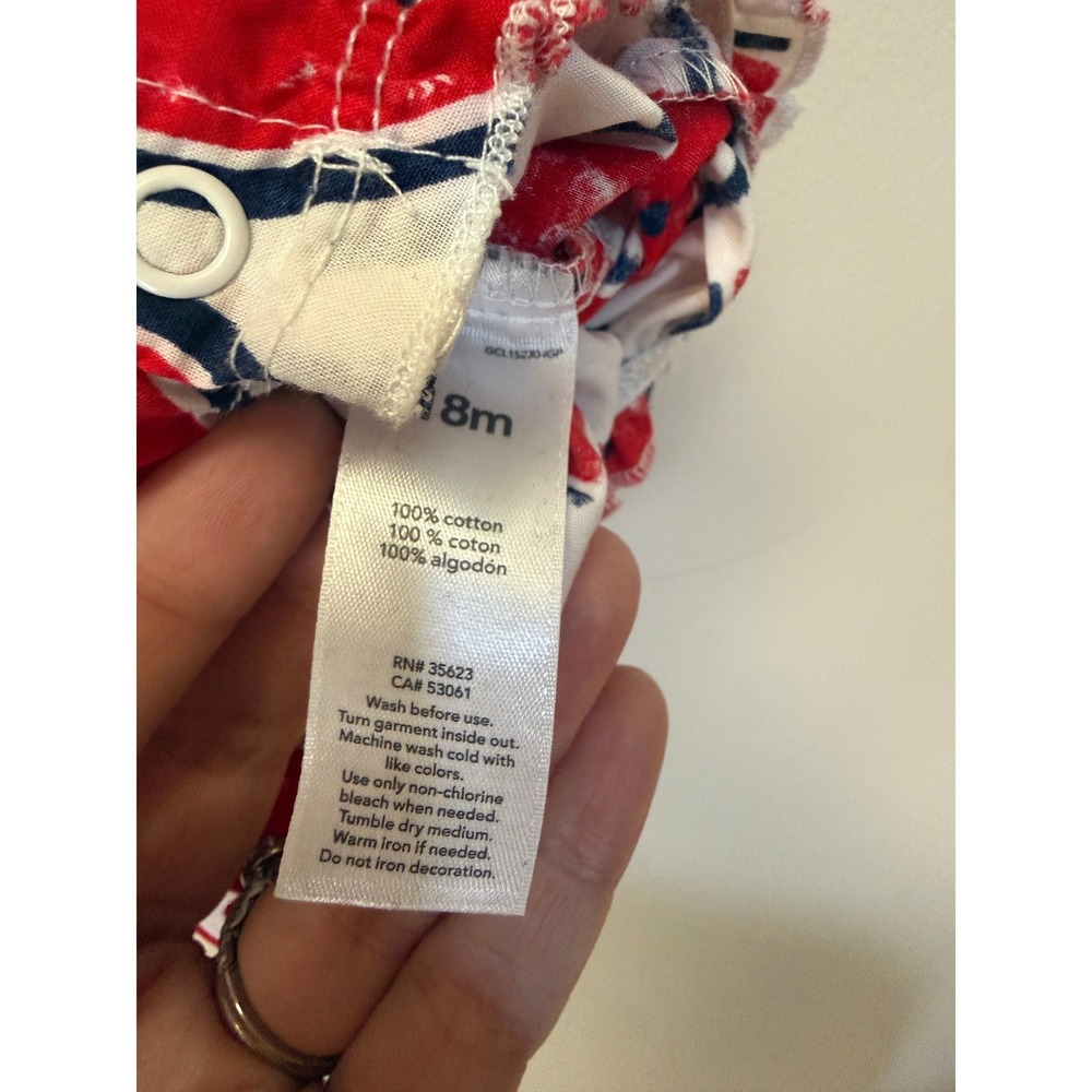 Carter's Watermelon Romper Baby Girl 18M Red White Ruffle Sleeveless - Picture 5 of 5